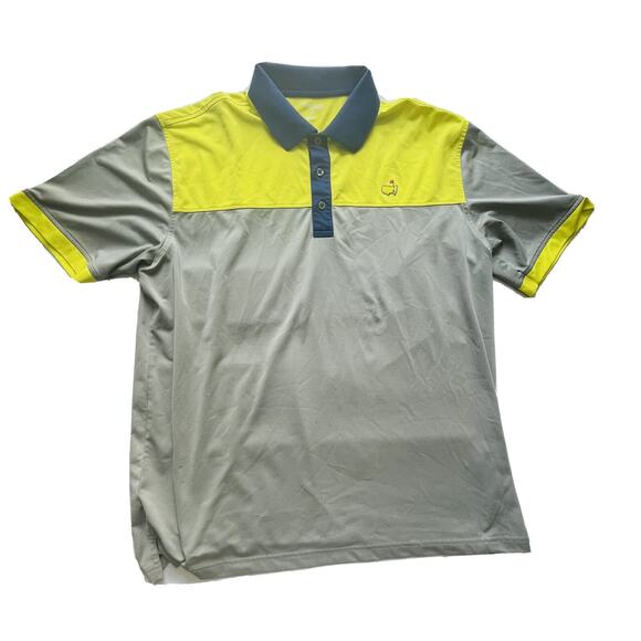 Masters Tech Polo Shirt Mens Large Neon Yellow & Gray Augusta National Golf Logo - Picture 2 of 7